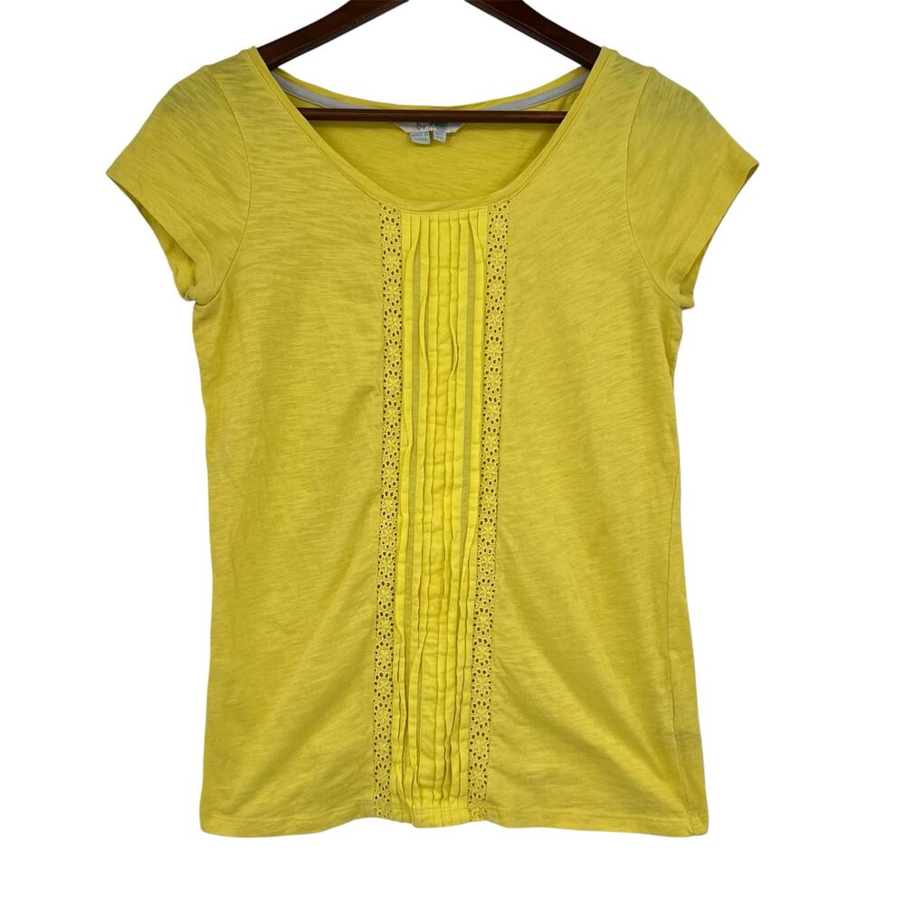 Boden 100% cotton short sleeve yellow crochet eyelet top boho style WL811 size 4